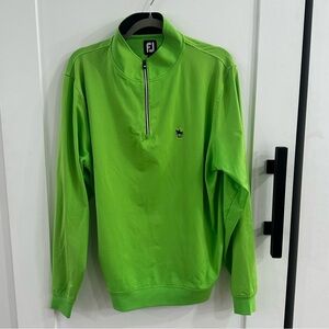 FootJoy FJ Golf 1/4 Zip Pullover Men's Large Lime Green Acushnet 1961 Logo
